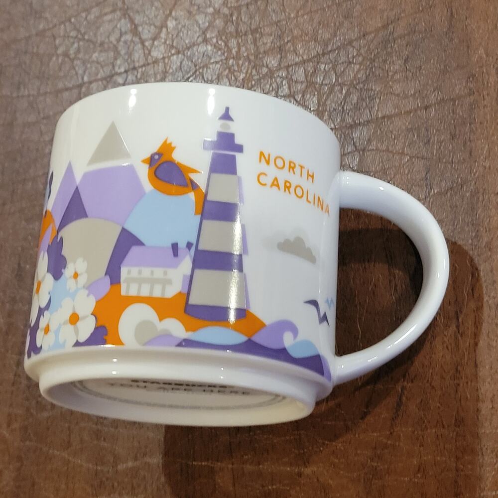 Starbucks North Carolina You Are Here Coffee Mug 14 oz Cup Lighthouse Beach Bird